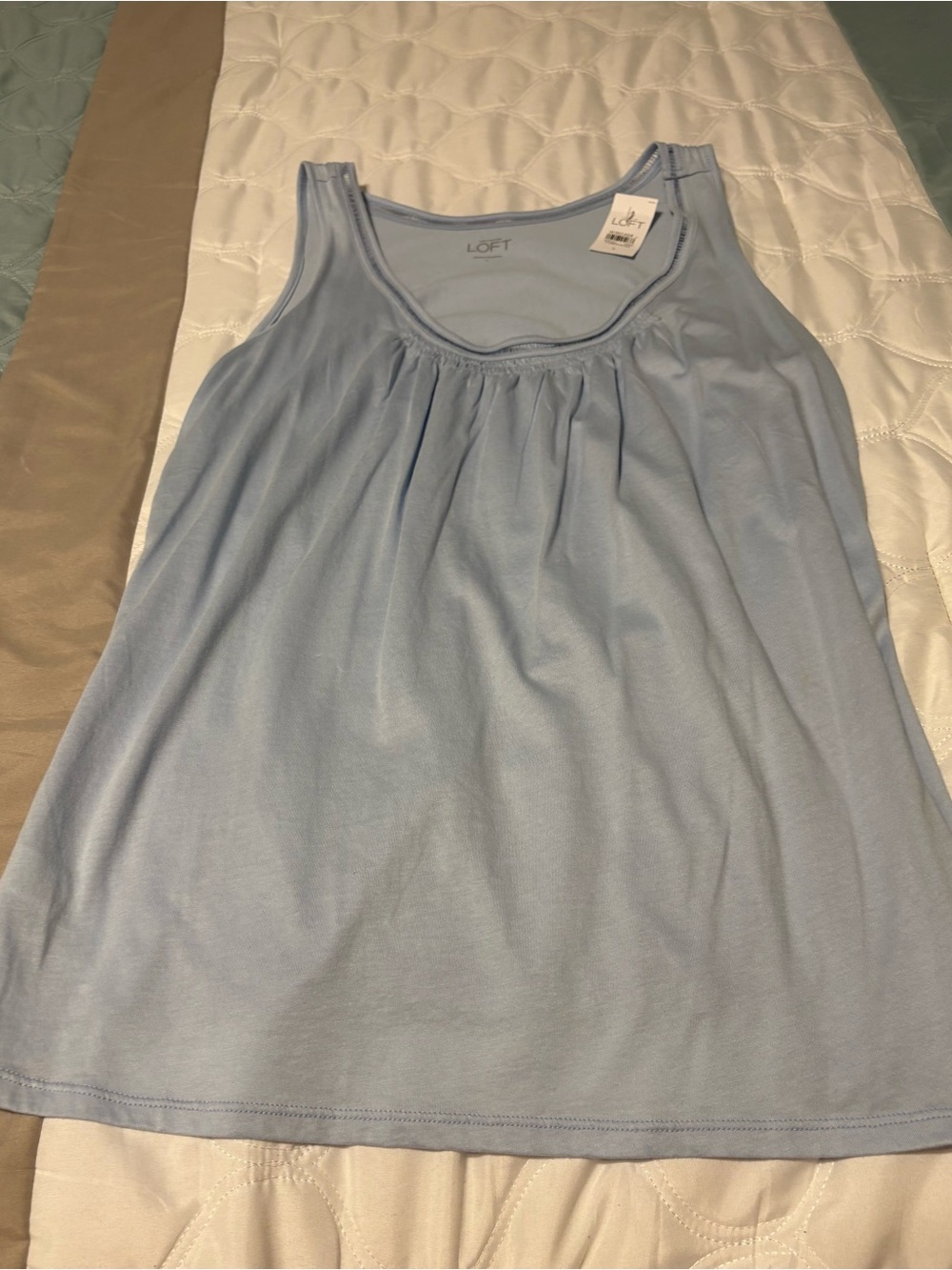 LOFT Light Blue Scoop Neck Tank